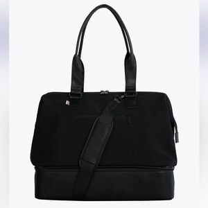 BEIS Black Two-Compartment Travel Weekender Bag